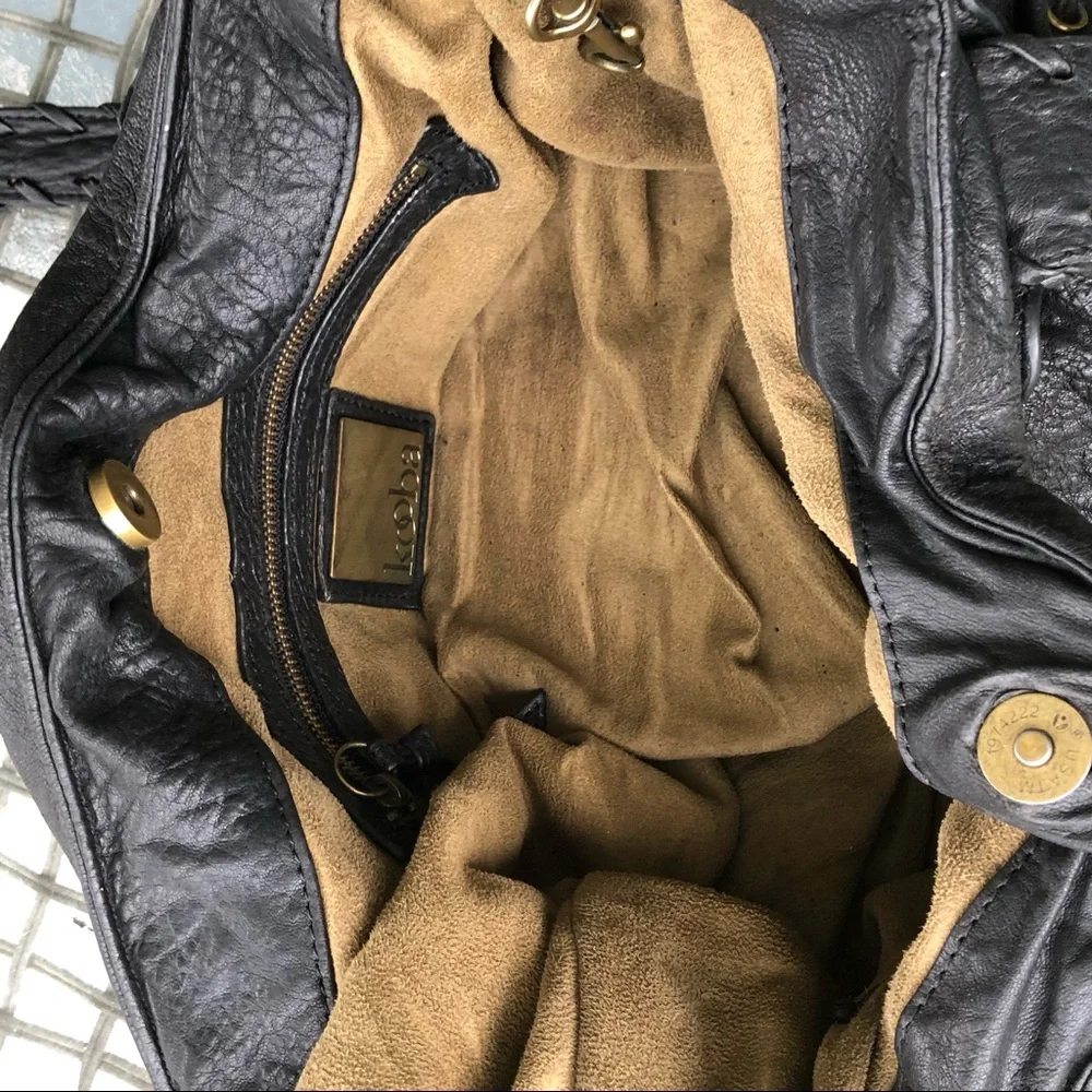 SOLD Kooba Black Pebbled Leather Hobo Bag Purse - Picture 9 of 14